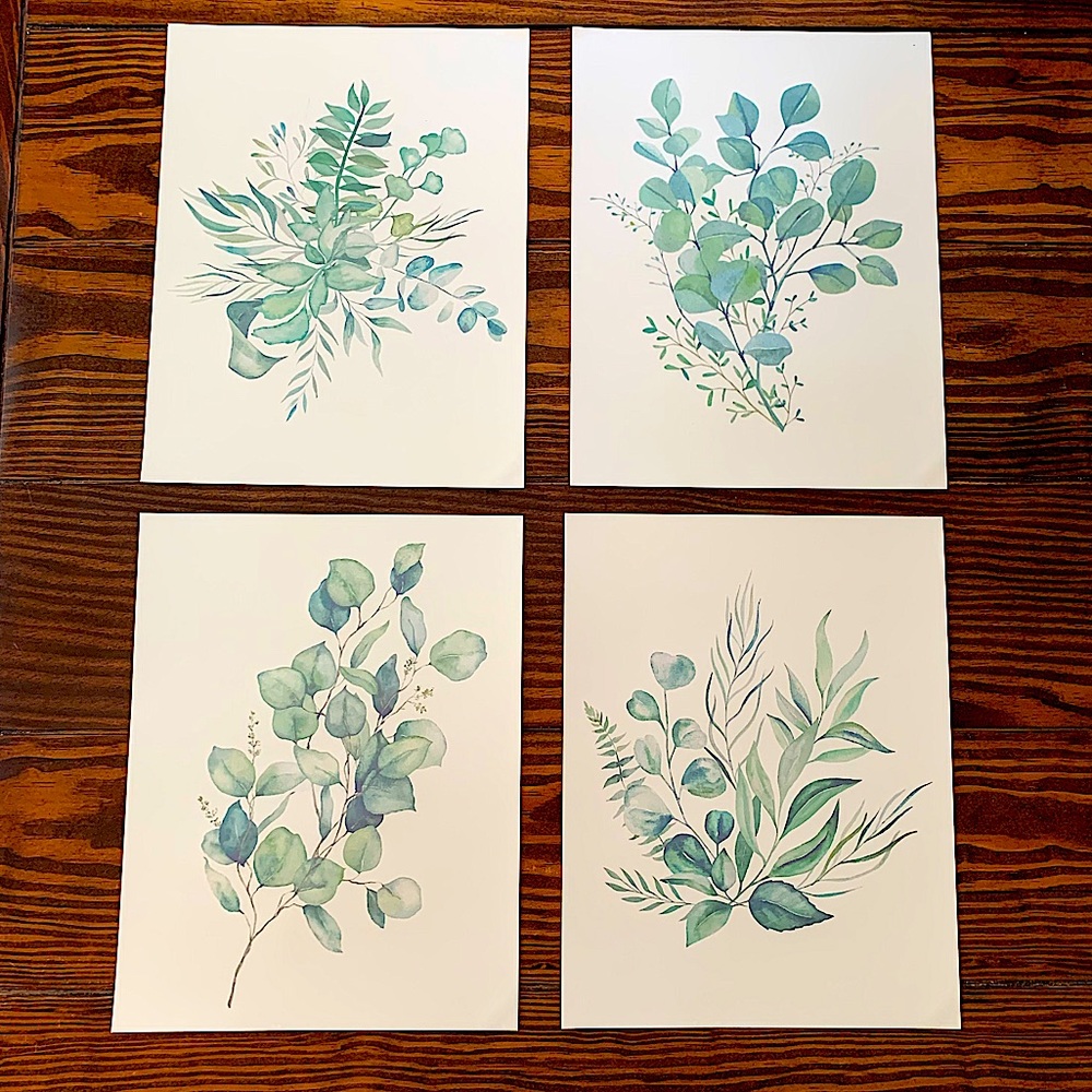 COPY - Four 8x10 Watercolor Eucalyptus Prints